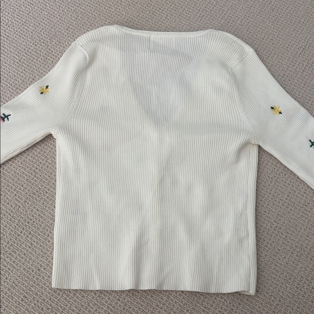 Floral Embroidered Cream Cardigan - Picture 6 of 6